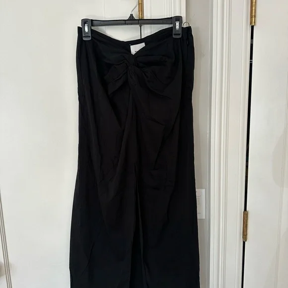 NWT Reformation Black Midi Skirt with Tie Front - Picture 3 of 7
